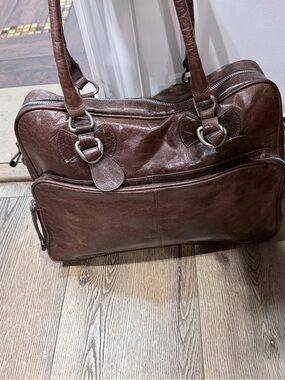 latico Brown Leather Briefcase Tote